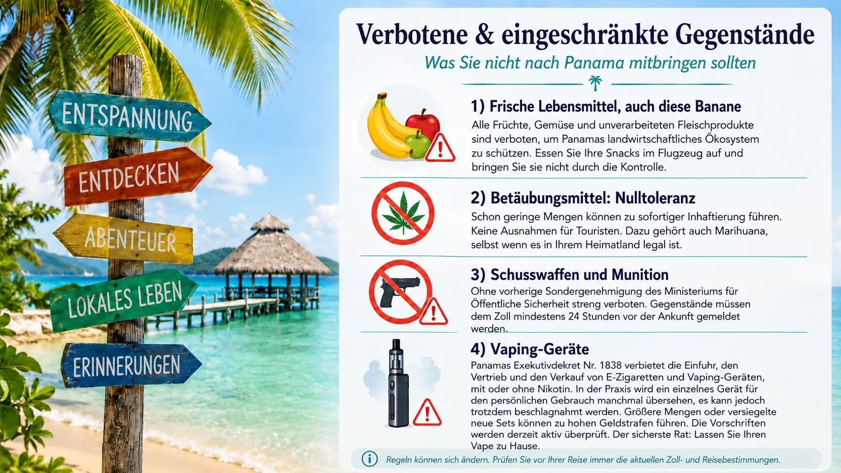 Verbotene und eingeschränkte Gegenstände bei Flügen nach Panama
